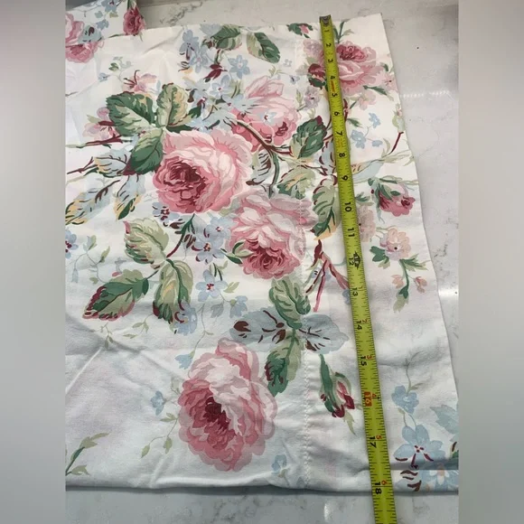 Vtg Lauren Ralph Lauren Cream Floral Cottagecore Pond Cotton Pillowcase Set 2 - Picture 6 of 8